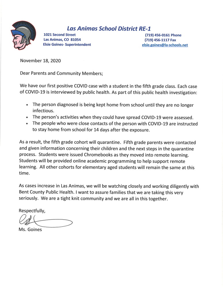 Announcement from Ms. Goines